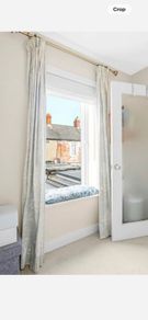 Pastel green curtains on beautiful antique rail in great condition