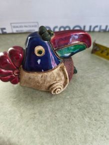 1950s Hand Painted El Palomar Ken Edwards Mexican Pottery Toucan Bird Figurine | Mexican Folk Art Ceramic Tonala Bird Sculpture