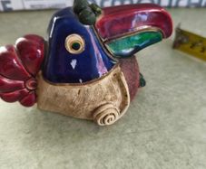 1950s Hand Painted El Palomar Ken Edwards Mexican Pottery Toucan Bird Figurine | Mexican Folk Art Ceramic Tonala Bird Sculpture