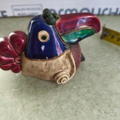 1950s Hand Painted El Palomar Ken Edwards Mexican Pottery Toucan Bird Figurine | Mexican Folk Art Ceramic Tonala Bird Sculpture