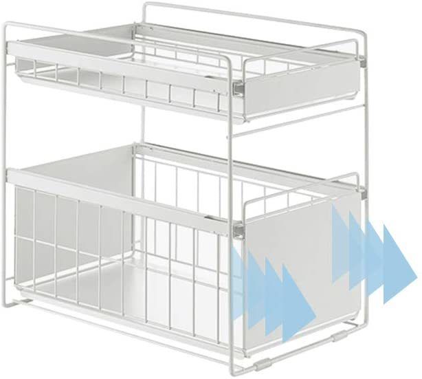 2 Tier Under Sink Sliding Cupboard Drawer Shelf (small size)