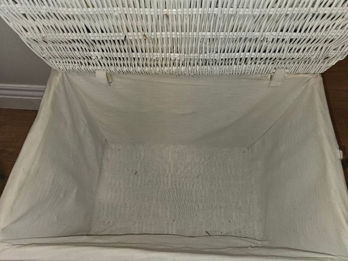 White wicker storage box