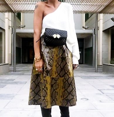ZARA  shiny SNAKESKIN print skirt bloggers favourite
