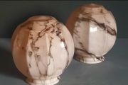 Pair of Bauhaus pink glass lampshade