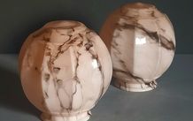 Pair of Bauhaus pink glass lampshade