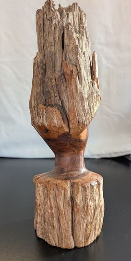 African Burl Wood Head Hand Carved Woman Bust Zambia Style 28cm
