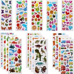 3D Stickers for Kids Puffy Stickers 520+ Children Stickers 22 Variety Sheets for Rewarding Gifts Scrapbooking Including Animals, Fish, Dinosaurs, Numbers, Fruits, Trucks, Butterfly and More