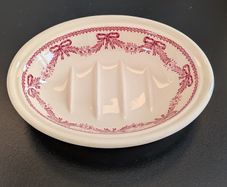 Vintage Masons Crabtree Evelyn Pink Ribbon Bow Ceramic Soap Dish Ironstone