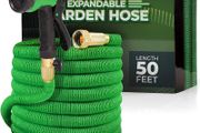 Expandable Garden Hose with 8 Function Hose Nozzle, Lightweight Anti-Kink Flexible Garden Hoses, Extra Strength Fabric with Double Latex Core (50 FT, Green)