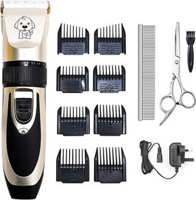 Pet Dog Grooming Clippers, Rechargeable Low Noise Cordless Pet Clippers,Professional Dog Hair Trimmer Grooming Kit Dog Shaver with 8 Comb, Quiet Electric Cat Shears for All Pets (FREE POSTAGE)