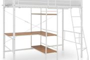 Bunk Bed with Table Frame White Metal 90x200 cm
