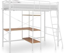 Bunk Bed with Table Frame White Metal 90x200 cm