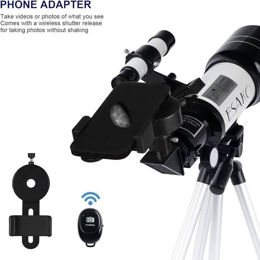 Telescope for Kids & Adults, 70mm Portable Beginner Telescopes with 3 Eyepieces, Height Adjustable Tripod & Phone Adapter