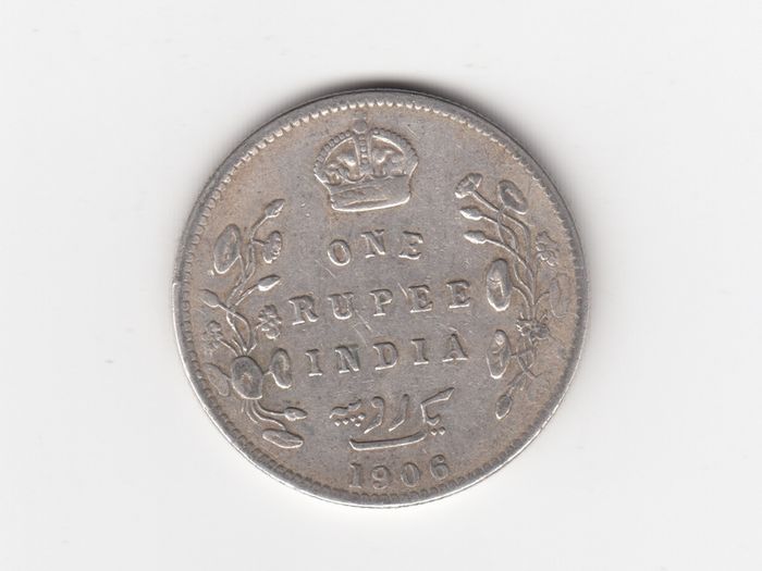 India, one rupee 1906, 91.7% Silver, (no 466)
