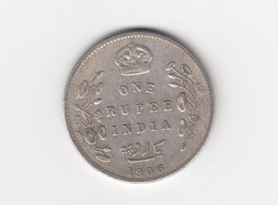 India, one rupee 1906, 91.7% Silver, (no 466)