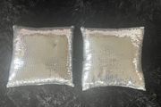 2 silver sequin square throw cushions 28cm x 28cm EUC