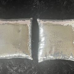 2 silver sequin square throw cushions 28cm x 28cm EUC