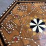 Hexagonal Damascene Fruitwood Tea Table with Mosaic Detailing, 1890s Image 5