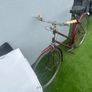 Vintage Triumph roadster (maroon, ladies step-through) Image 2