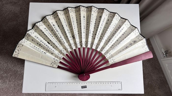Large Vietnamese Style Bamboo Folding Silk Fan, 2pcs