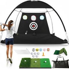 Golf Practice Net 10/7ft  Golf Nets for Garden & Backyard Driving,Chipping with Triple Turf Mat, 6 Balls, Carry Bag  Indoor & Outdoor Simulator for Home Training Accessories