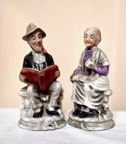 Pair of Vintage Ceramic Character Figurines