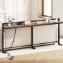 200 cm Slim Console Table with Adjustable Height (70 cm-90 cm), Behind Sofa Table Skinny with Outlet, Long Entryway Table, Couch Table Behind Sofa for Living Room, Rustic Brown Image 3