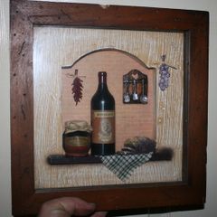 Arister Gifts Wine Shadow Box Wall Hanging Rustic Kitchen Decor 3D With Plaque