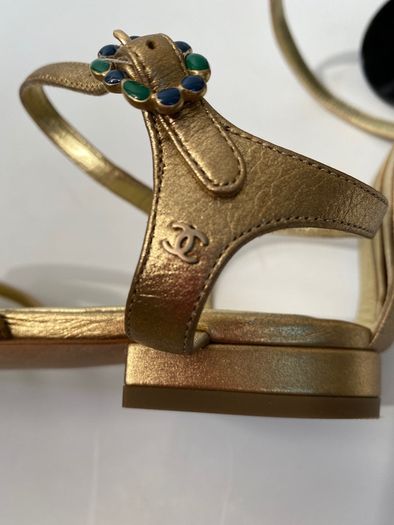 Chanel Gold Gladiator Sandals Size 40