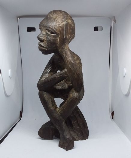 Pair of Vintage Handcarved Wooden African Tribal Figures ( Male )