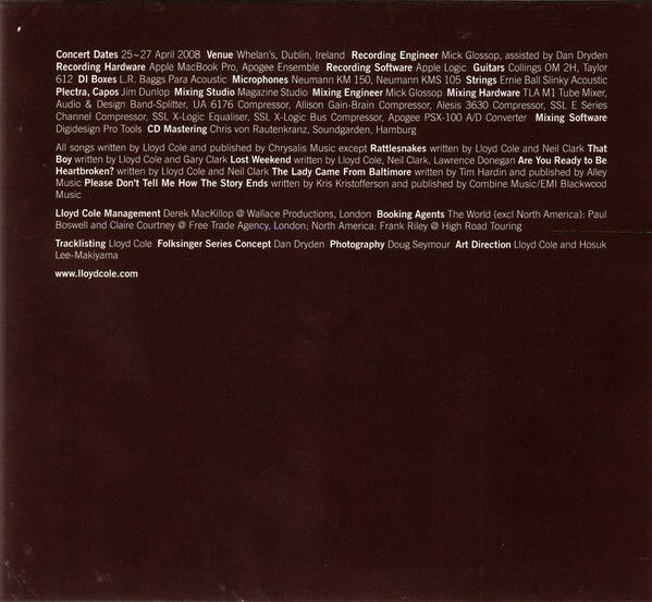 Lloyd Cole - The Whelan - Folksinger Volume 2 CD