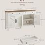 Kitchen Cabinet, Sideboard with Drawers, Storage Cabinet with Doors, Adjustable Shelf, Country House Style, for Living Room, Kitchen, Dining Room, 40 x 140 x 80 cm, Vintage White/Honey Brown Image 3