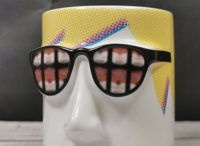 RARE Andy Warhol Porcelain Cup Artist Series Mug with Nose & Tongue Glasses VGC