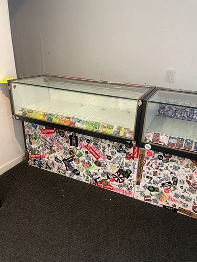 Shop Glass Display Counter x 2 Heavy Wood and Glass