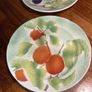 Print a la Main - St Clement France - 21 cm diameter colourful plate with Peaches and Leaves Image 7