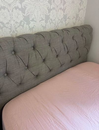 Grey Double Upholstered Chesterfield Bed Frame (FRAME ONLY)