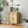 Bathroom cabinet, two-tier shelves, large drawer, industrial style, oak effect Image 2