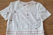 Ted Baker White Linen Embroidered Top Size 2 UK 10