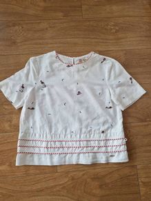 Ted Baker White Linen Embroidered Top Size 2 UK 10