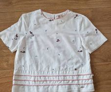 Ted Baker White Linen Embroidered Top Size 2 UK 10