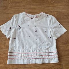 Ted Baker White Linen Embroidered Top Size 2 UK 10