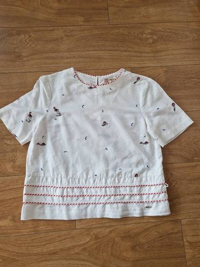 Ted Baker White Linen Embroidered Top Size 2 UK 10