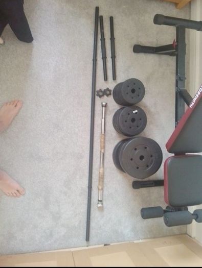 Full weight set and bench