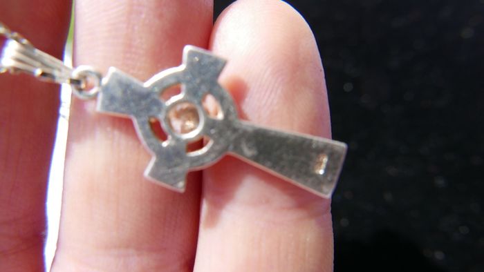 Vintage Sterling Silver 925 Celtic Heart Cross Pendant Necklace 18,2"