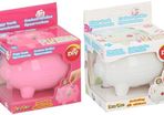 Piggy Bank with 46 DIY Sticker Pack - Pink or White