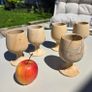 Vintage Teakwood Sandstone Goblets Set of 5 Hand-Carved Stone Wine Cups Image 4