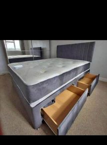 New Stylish single ,Double 4ft, 4ft6, King 5ft And 6ft Superking Sizes Divan Beds Instock. Drawers And Optional Tufted Mattresses Available. Free Delivery