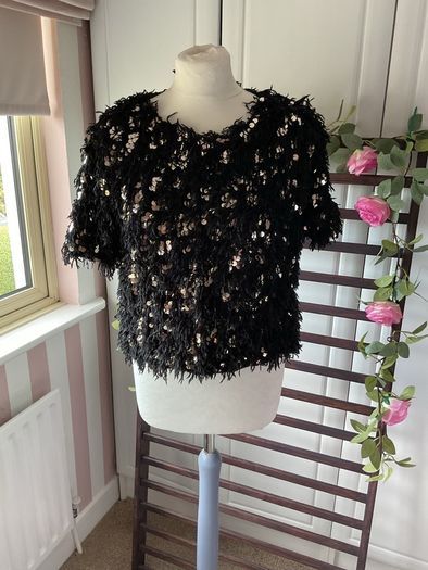 top bnwot elli white top size large black occasion wear top with embellishment
