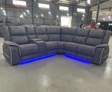Hannan Corner Grey Fabric Recliner Sofa
