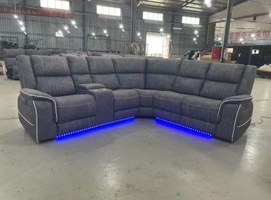 Hannan Corner Grey Fabric Recliner Sofa
